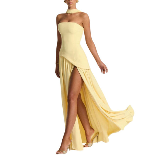 Elegant Strapless Split Dress – Sexy Summer Evening Gown 2025