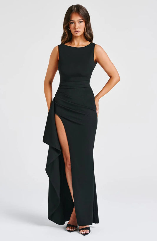 black high slit maxi dress